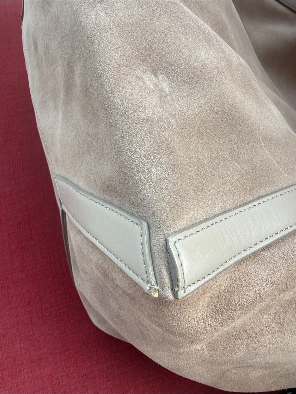 Reiss Taupe Suede Tote with Light Gray Trim - Picture 7 of 16